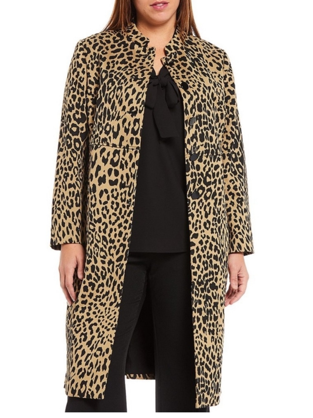 Kasper Animal Print Stand Collar Topper Jacket Plus Size 22W